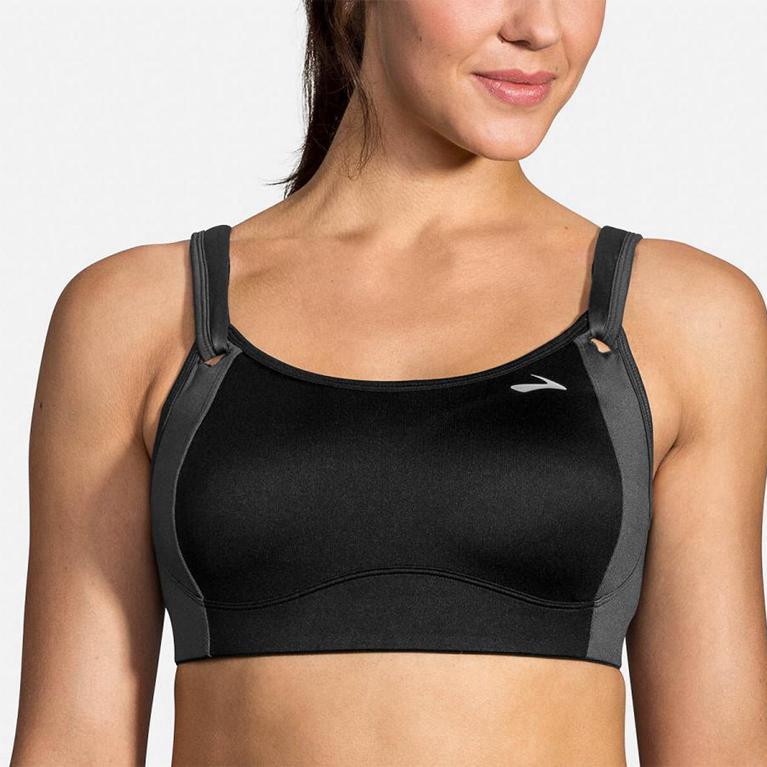 Brooks Fiona Sports Running Bra - Women's - Grey (98342-ZDSH)